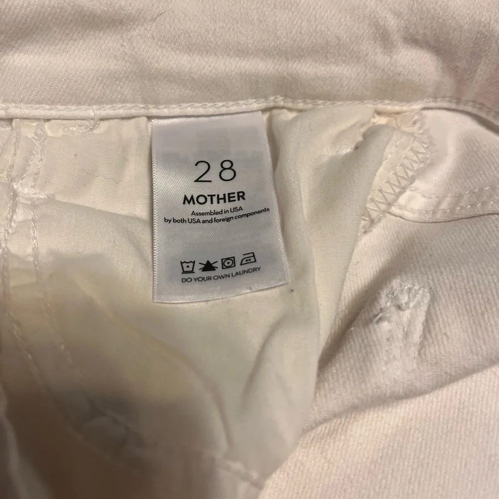 MOTHER Hustler Ankle Fray White Straight Leg Jeans Size 28 - Picture 5 of 14